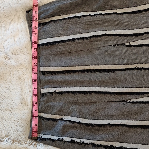 Acorn Lagenlook Twill Skirt Gray Black White Handkerchief Hem Fringed Boho 14 - Picture 6 of 11